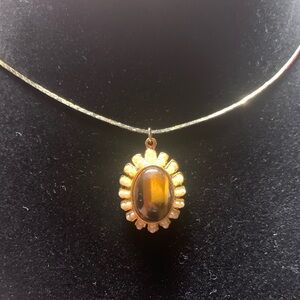 Gold-Tone Tiger's Eye Pendant Necklace - Women Jewelry